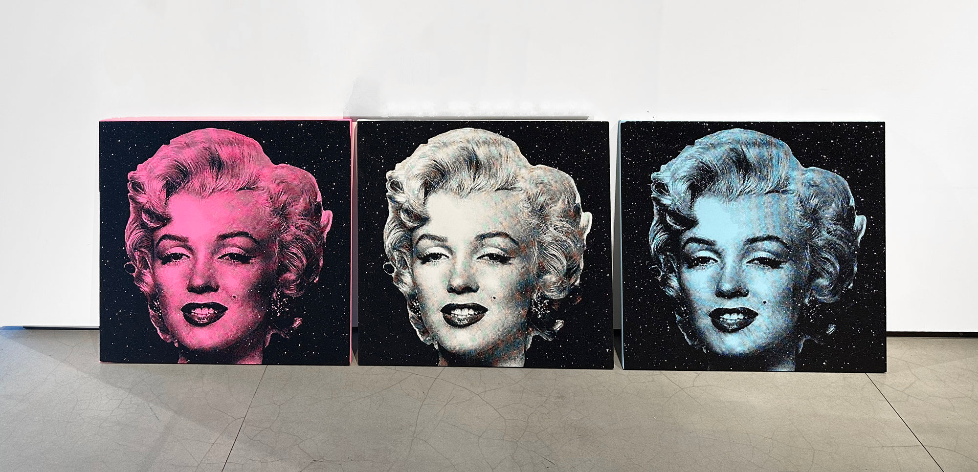 Marilyn Monroe (Light Blue) - Screenprint with Black Diamond Dust on Canvas 40" x 40"