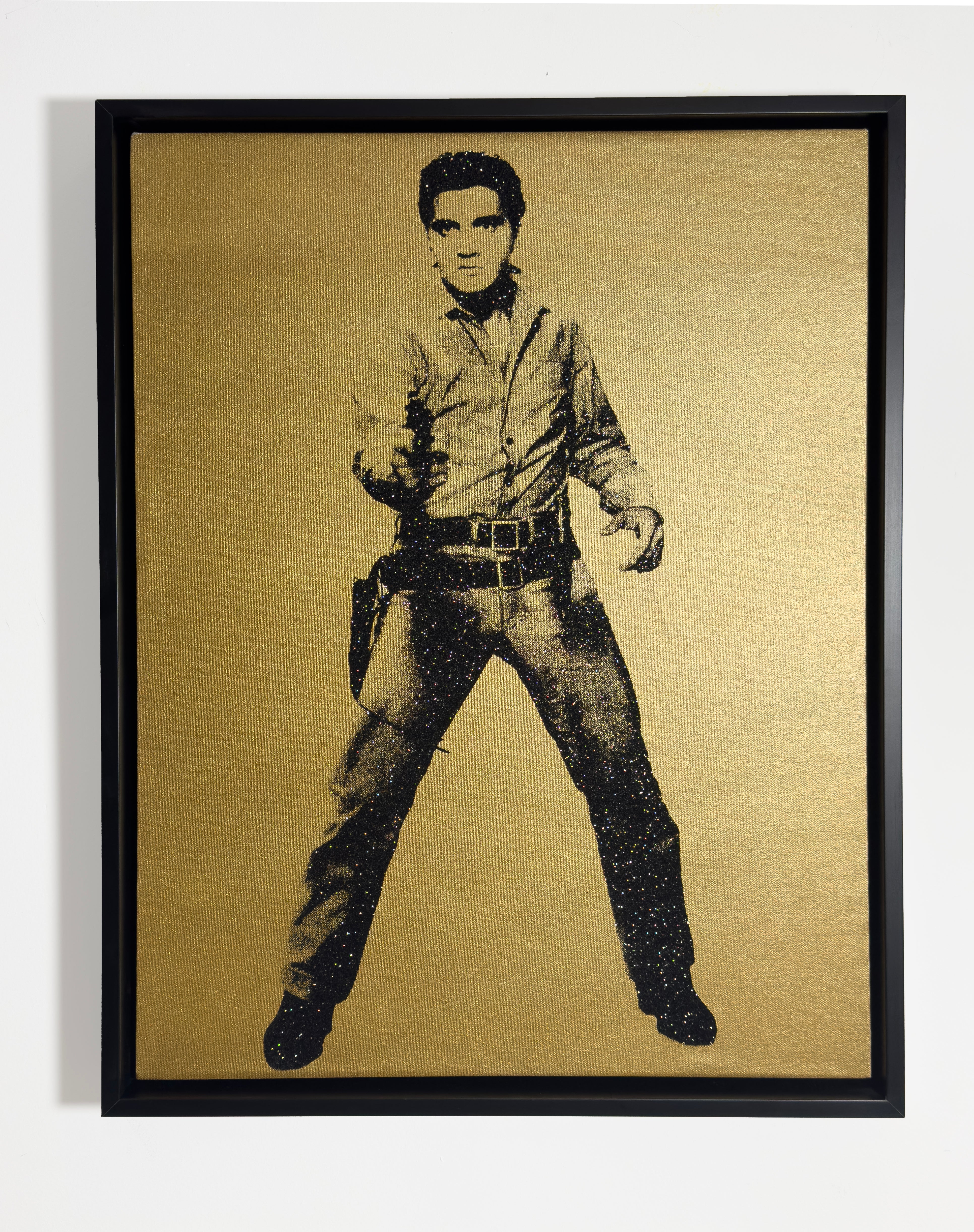 Elvis (Gold) with Diamond Dust- Screenprint on Canvas 24" x 18"