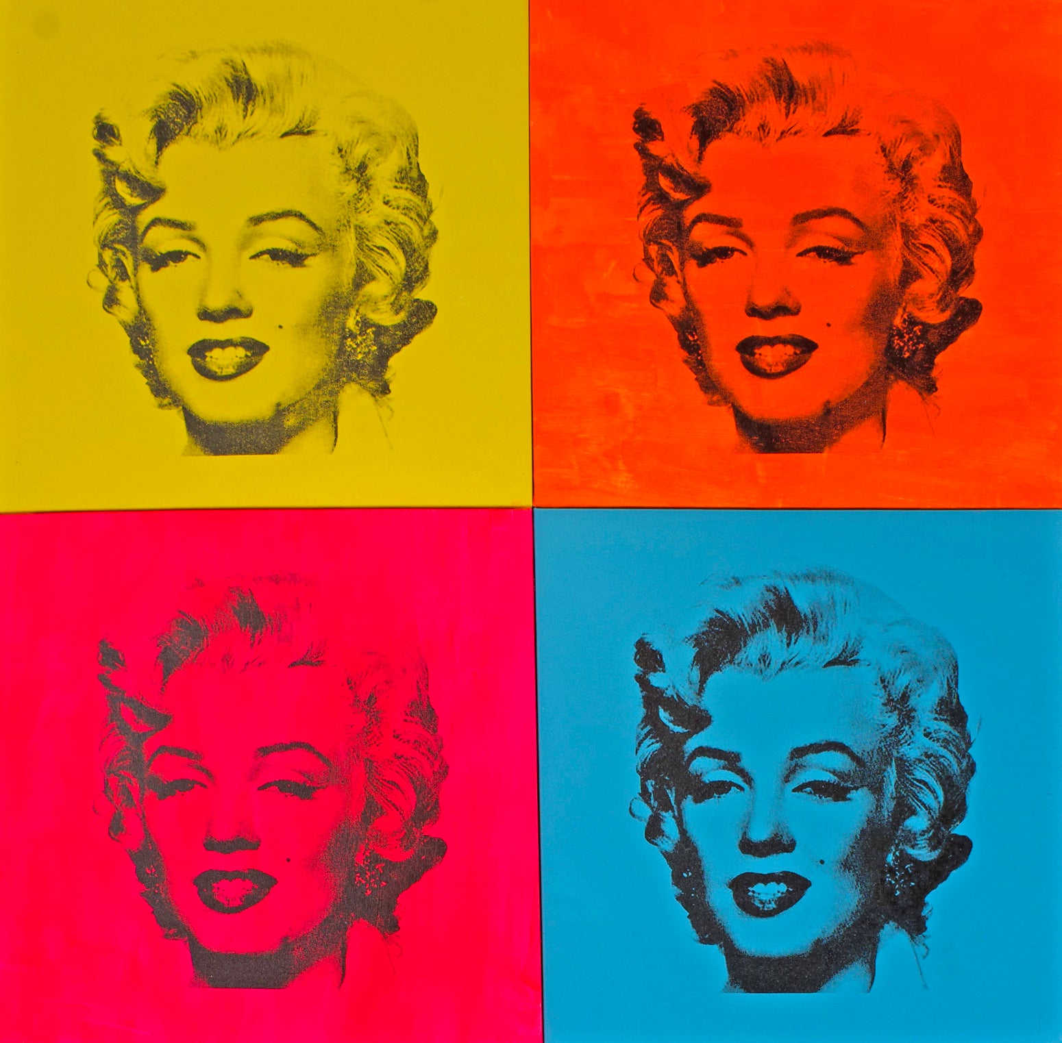 Four Marilyns (Yellow/Orange/Pink/Blue) - Screenprint on Canvas