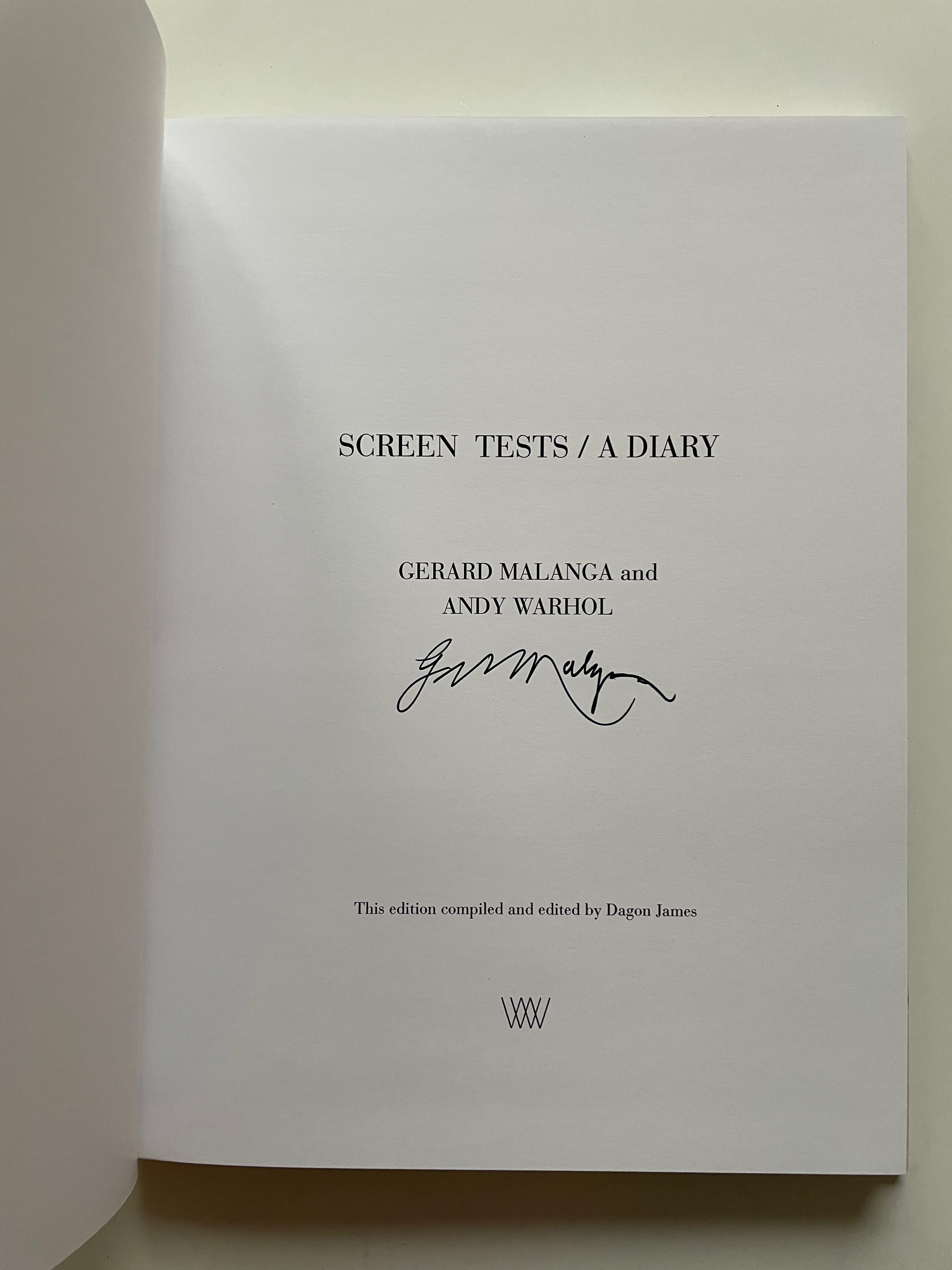 Screen Tests / A Diary, by Gerard Malanga and Andy Warhol - Autographed Book