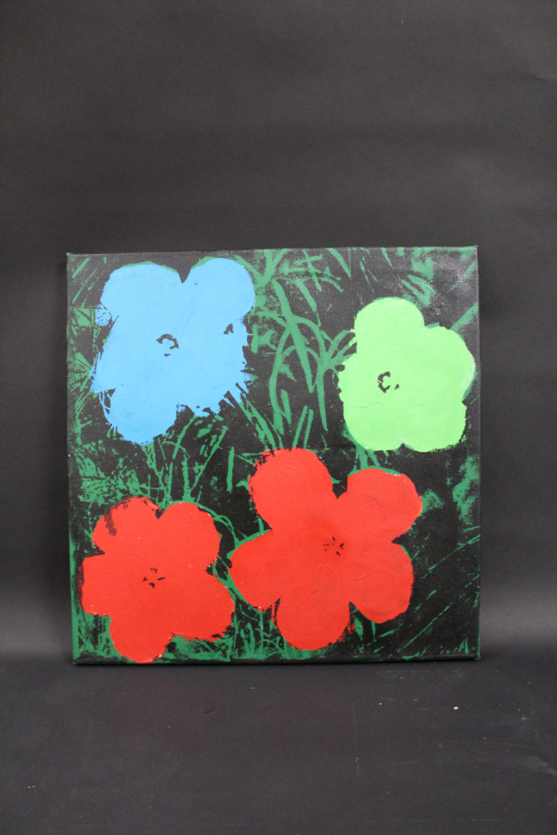 Flowers (Blue, Green & Red) - Canvas Print