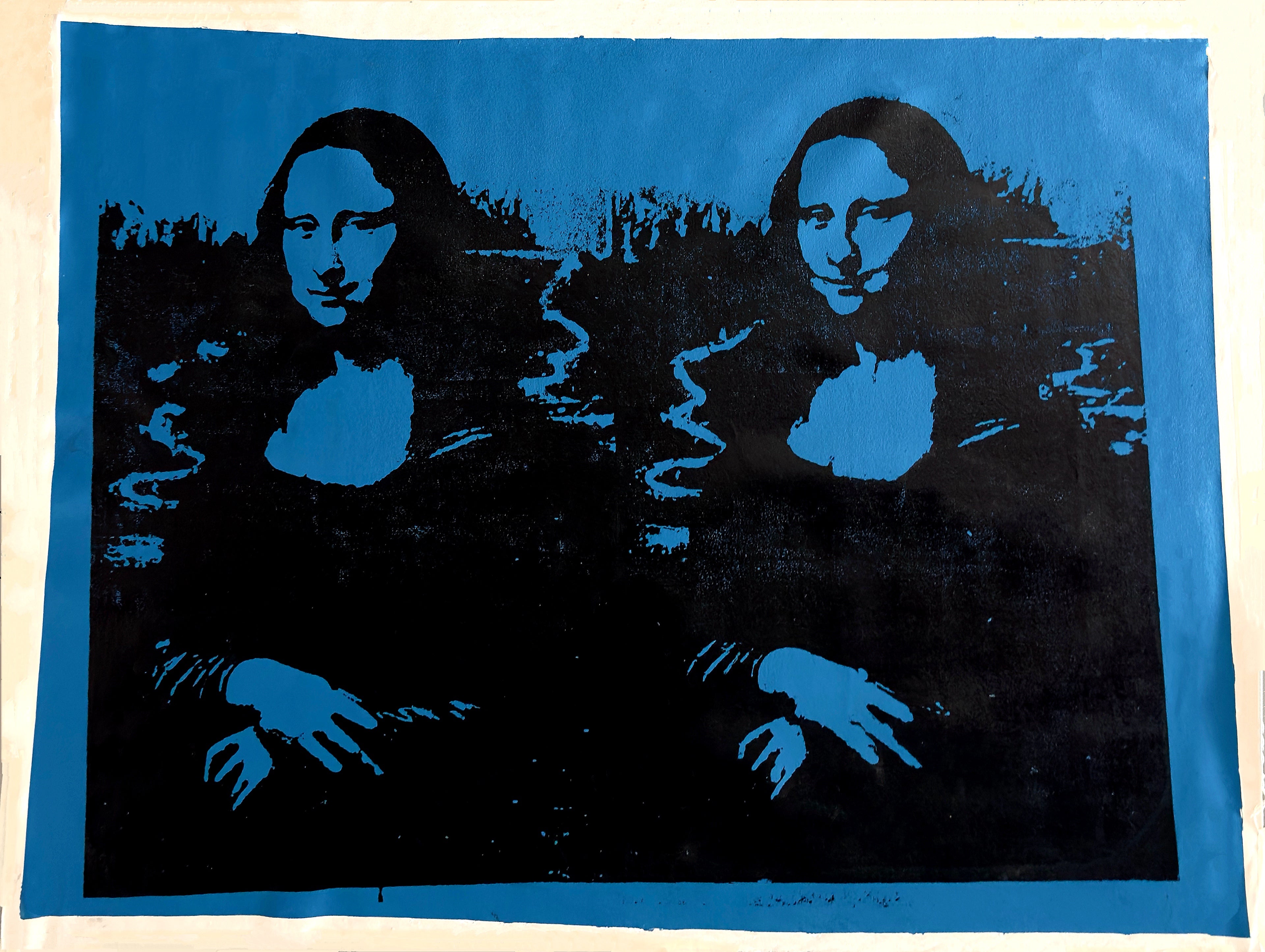 Double Mona Lisa (Blue) - Canvas Print