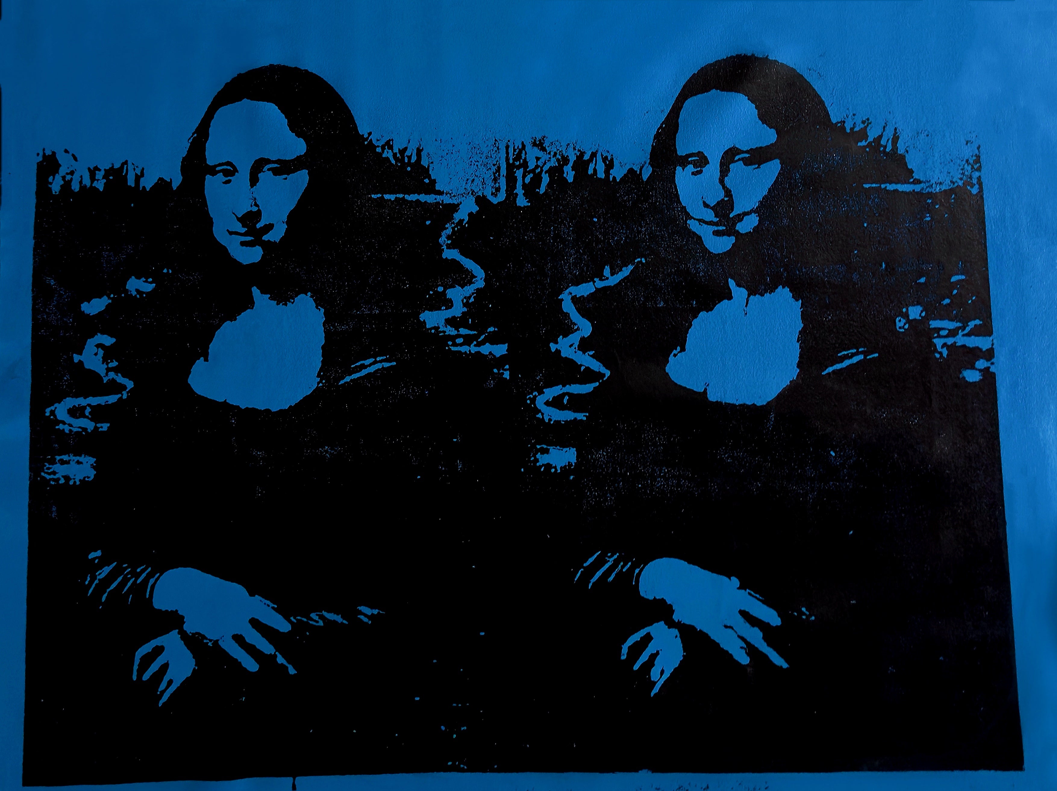 Double Mona Lisa (Blue) - Canvas Print