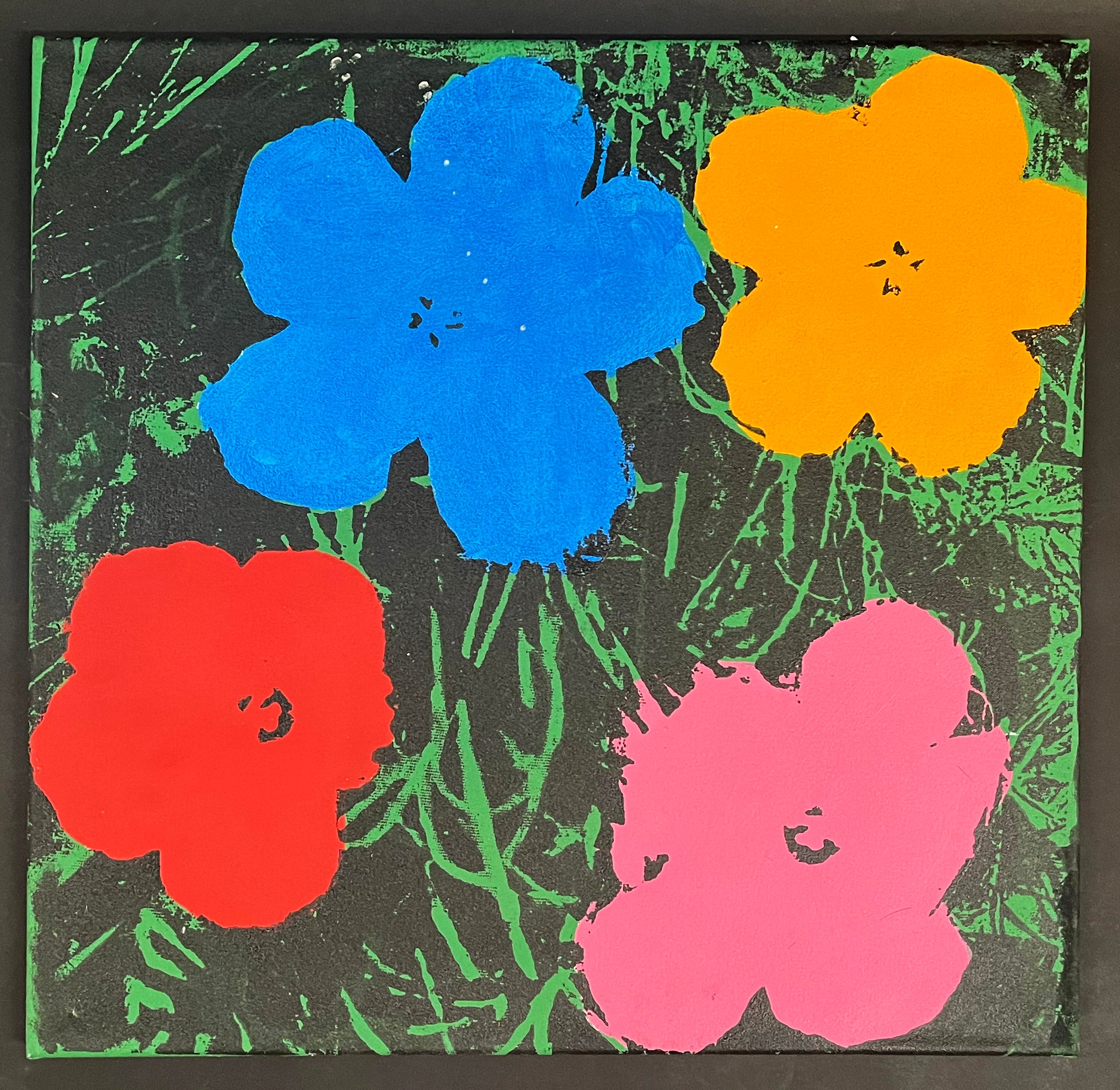 Flowers (Blue, Red, Orange & Pink) - Canvas Print