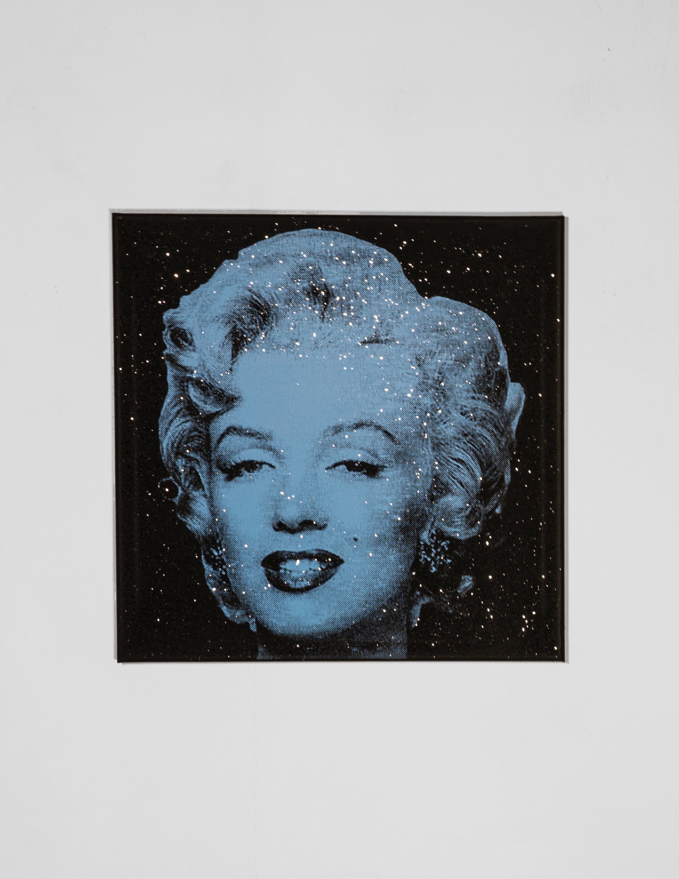 Marilyn Monroe (Black and Light Blue) - Screenprint with Diamond Dust on Canvas 20" x 20"
