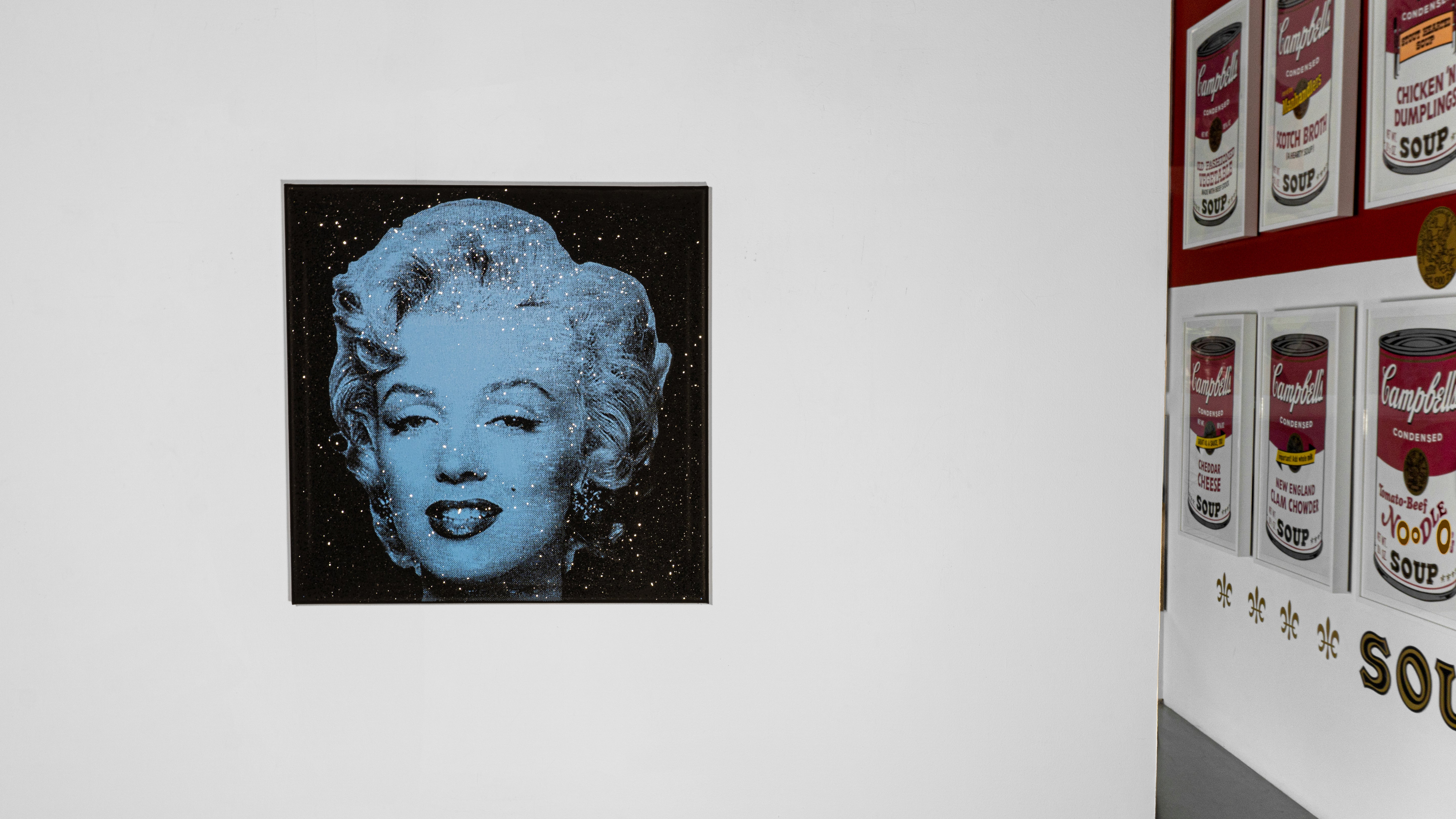Marilyn Monroe (Black and Light Blue) - Screenprint with Diamond Dust on Canvas 20" x 20"