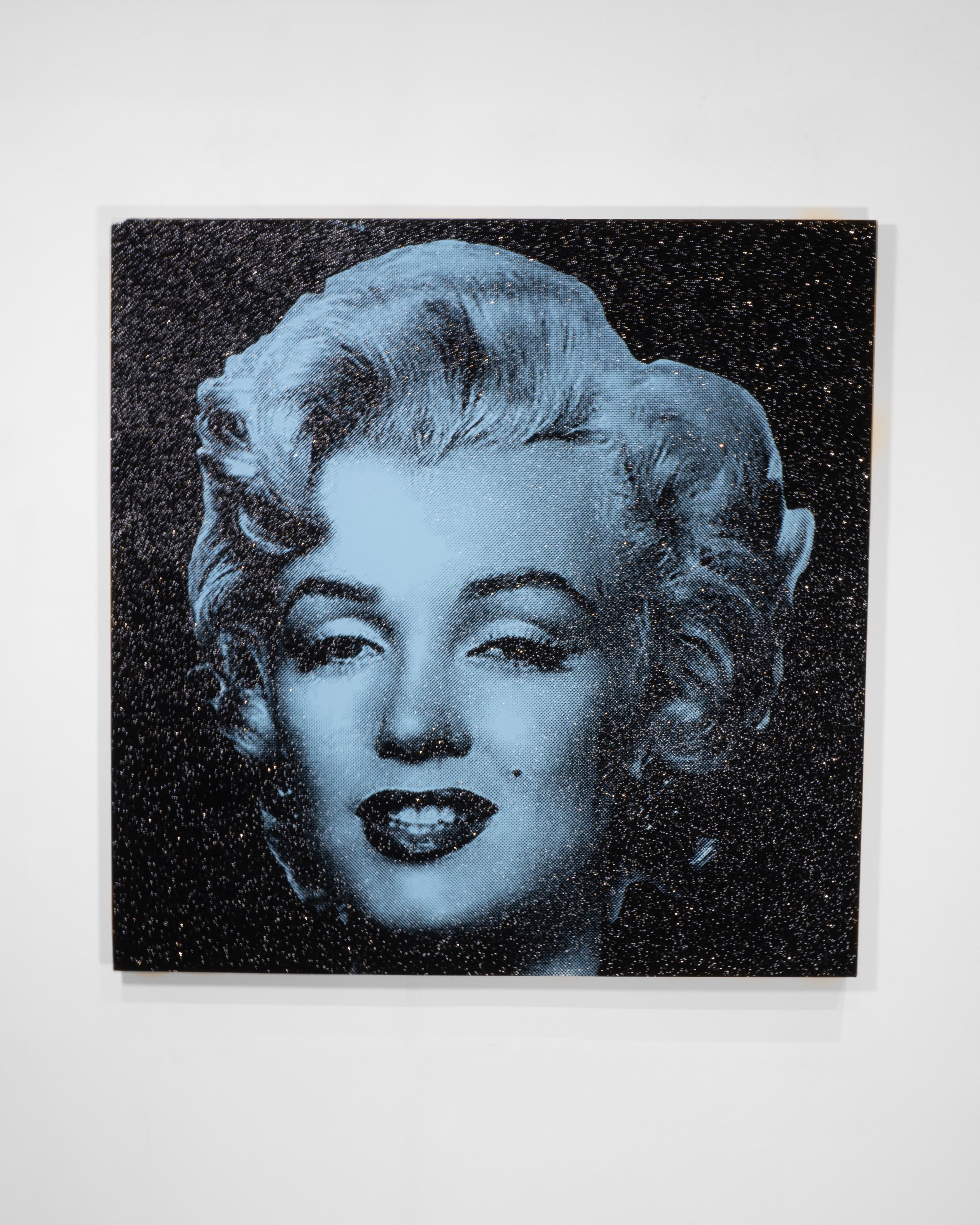 Marilyn Monroe (Light Blue) - Screenprint with Black Diamond Dust on Canvas 40" x 40"