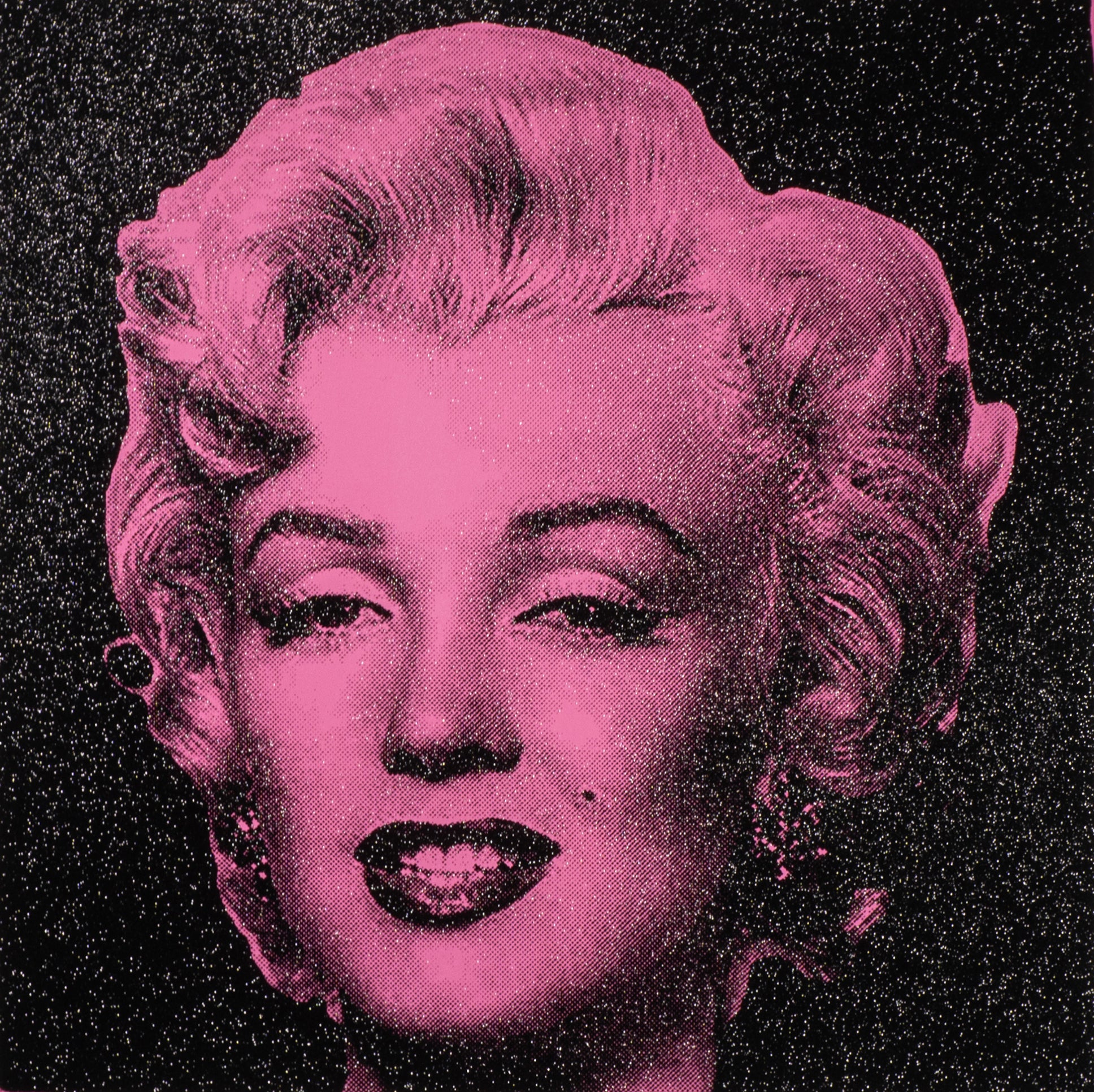 Marilyn Monroe (Pink) - Screenprint with Black Diamond Dust on Canvas 20" x 20"