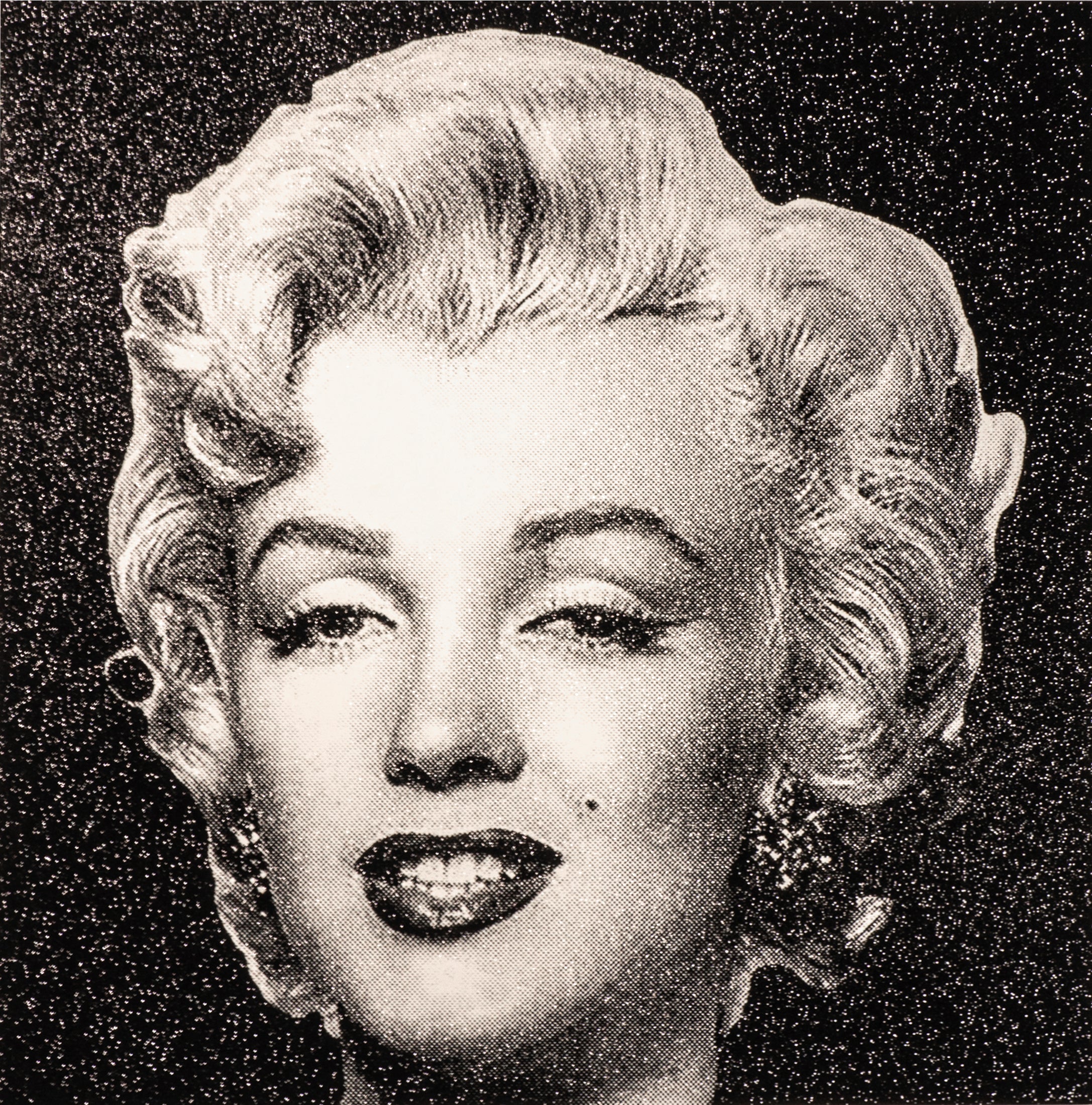 Marilyn Monroe (White) - Screenprint with Black Diamond Dust on Canvas 40" x 40"