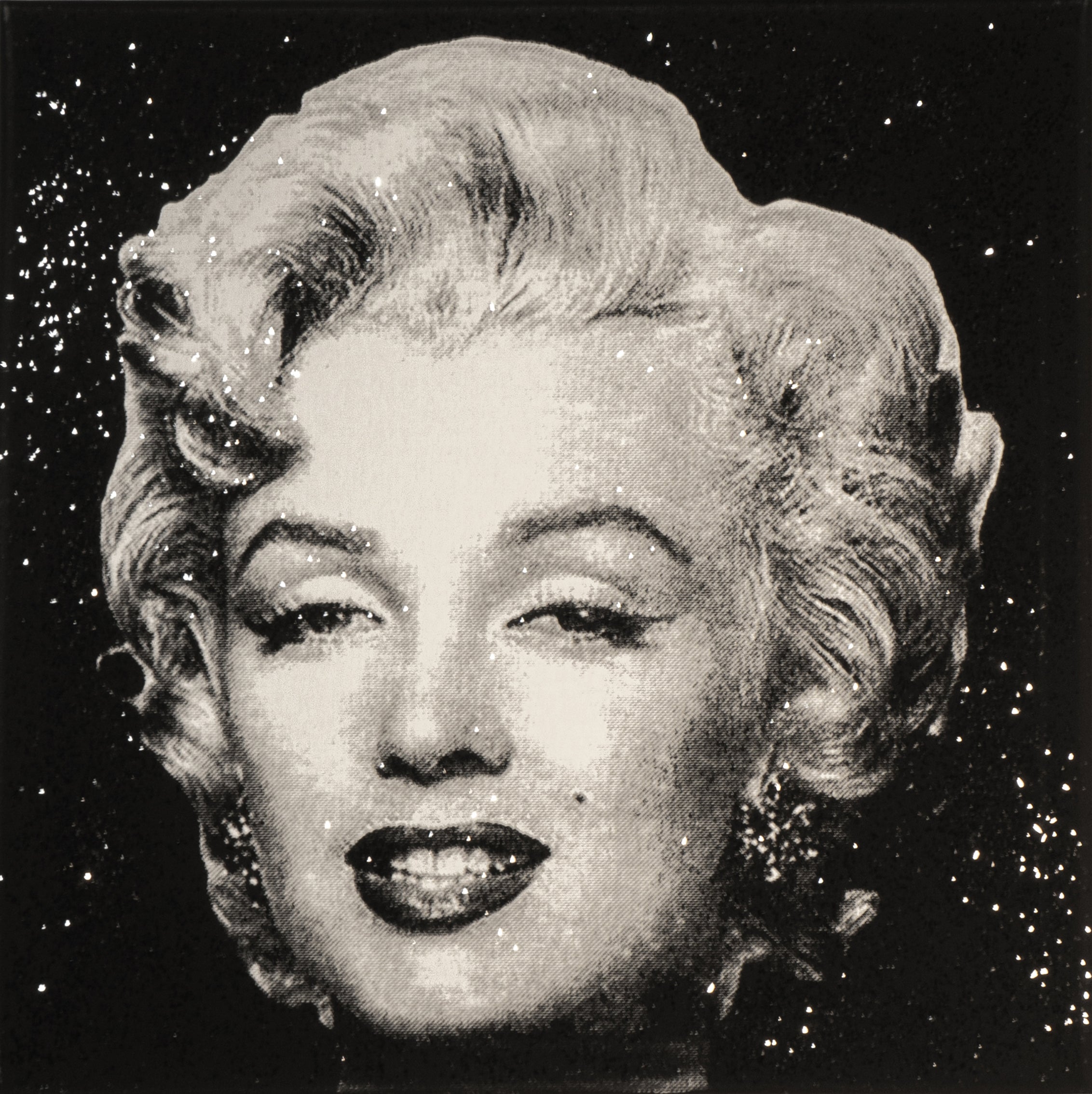 Marilyn Monroe (White) - Screenprint with Diamond Dust on Canvas 20" x 20"