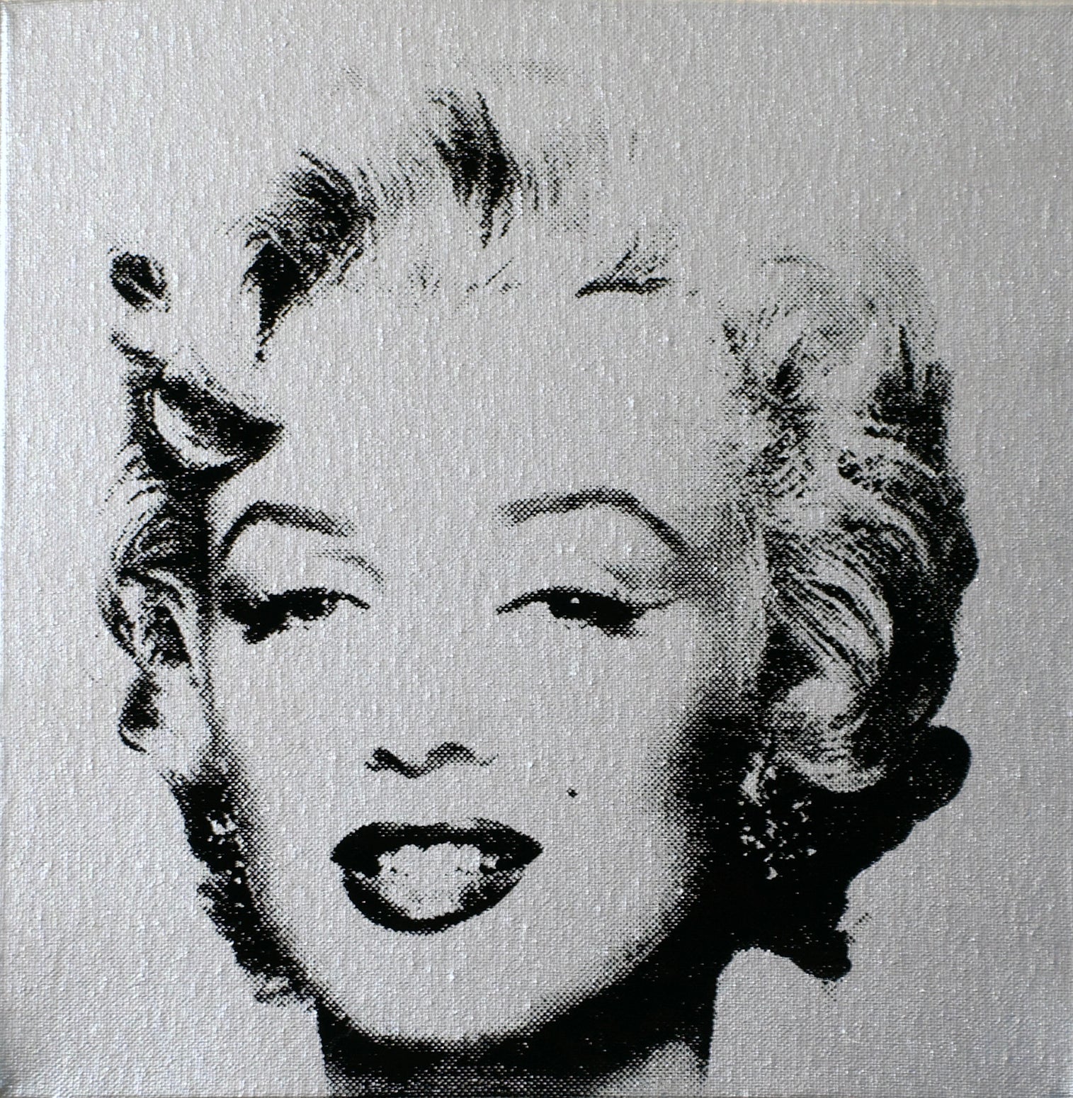 Marilyn Monroe (Silver) - Screenprint on Canvas 8" x 8"