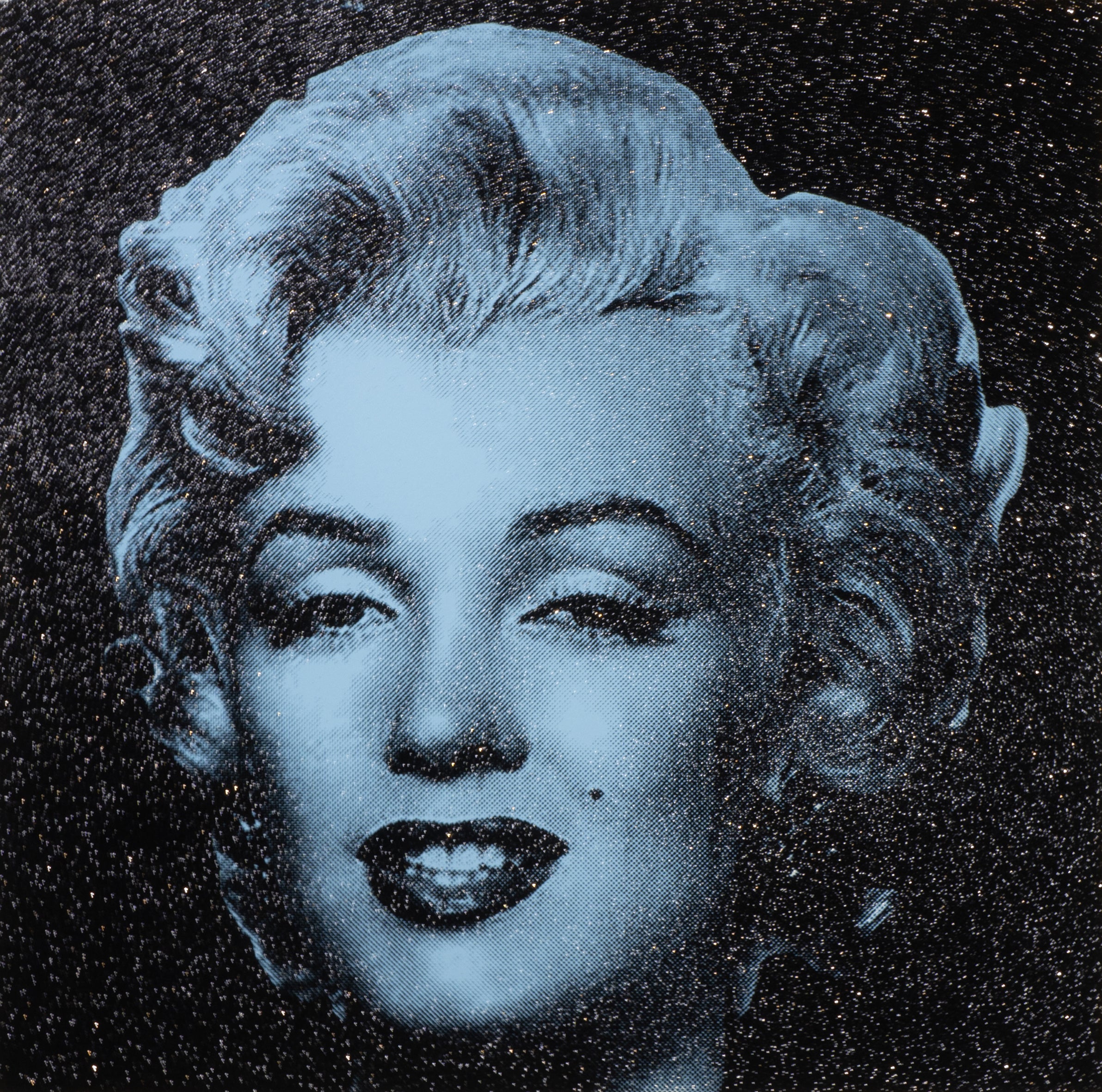 Marilyn Monroe (Light Blue) - Screenprint with Black Diamond Dust on Canvas 40" x 40"