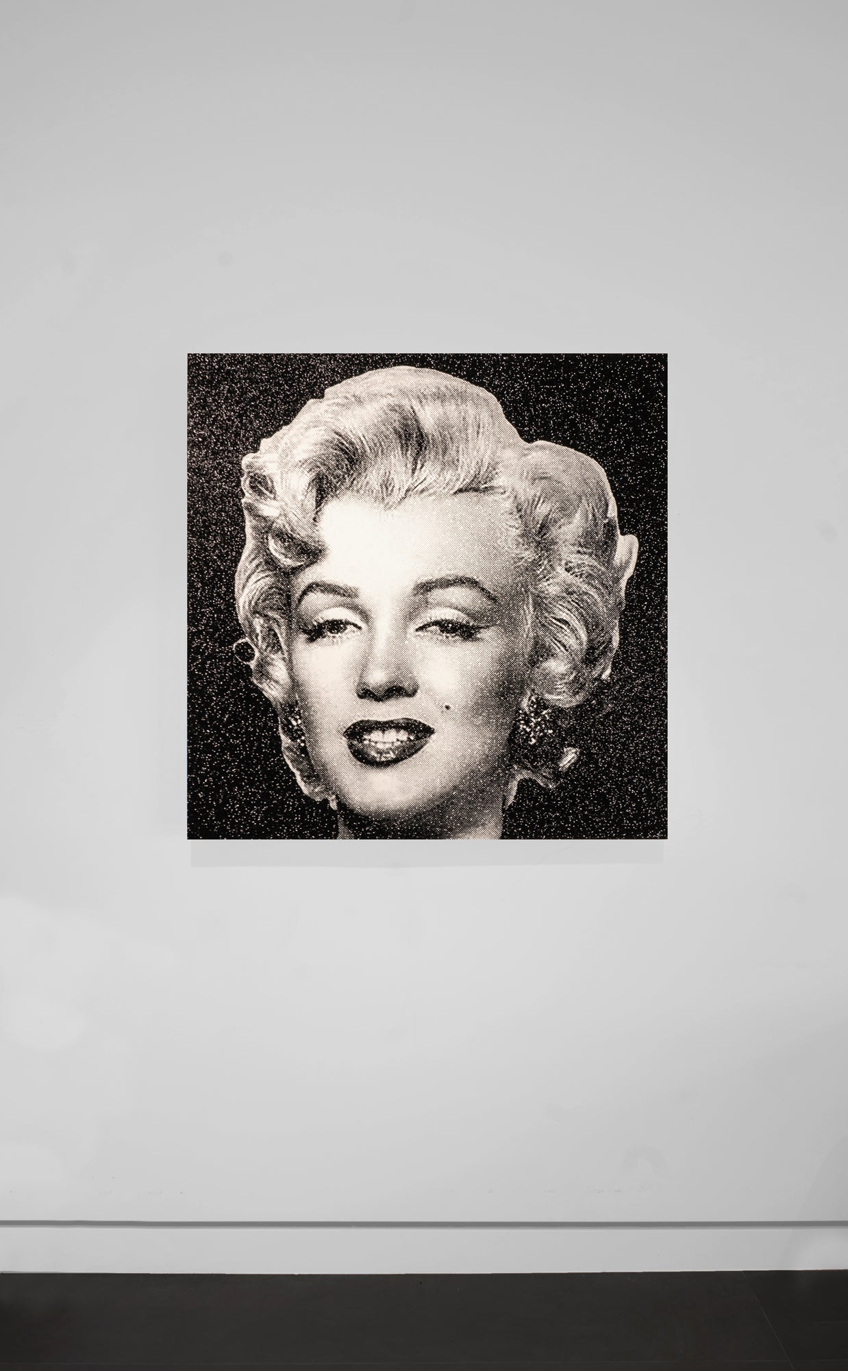 Marilyn Monroe (White) - Screenprint with Black Diamond Dust on Canvas 40" x 40"