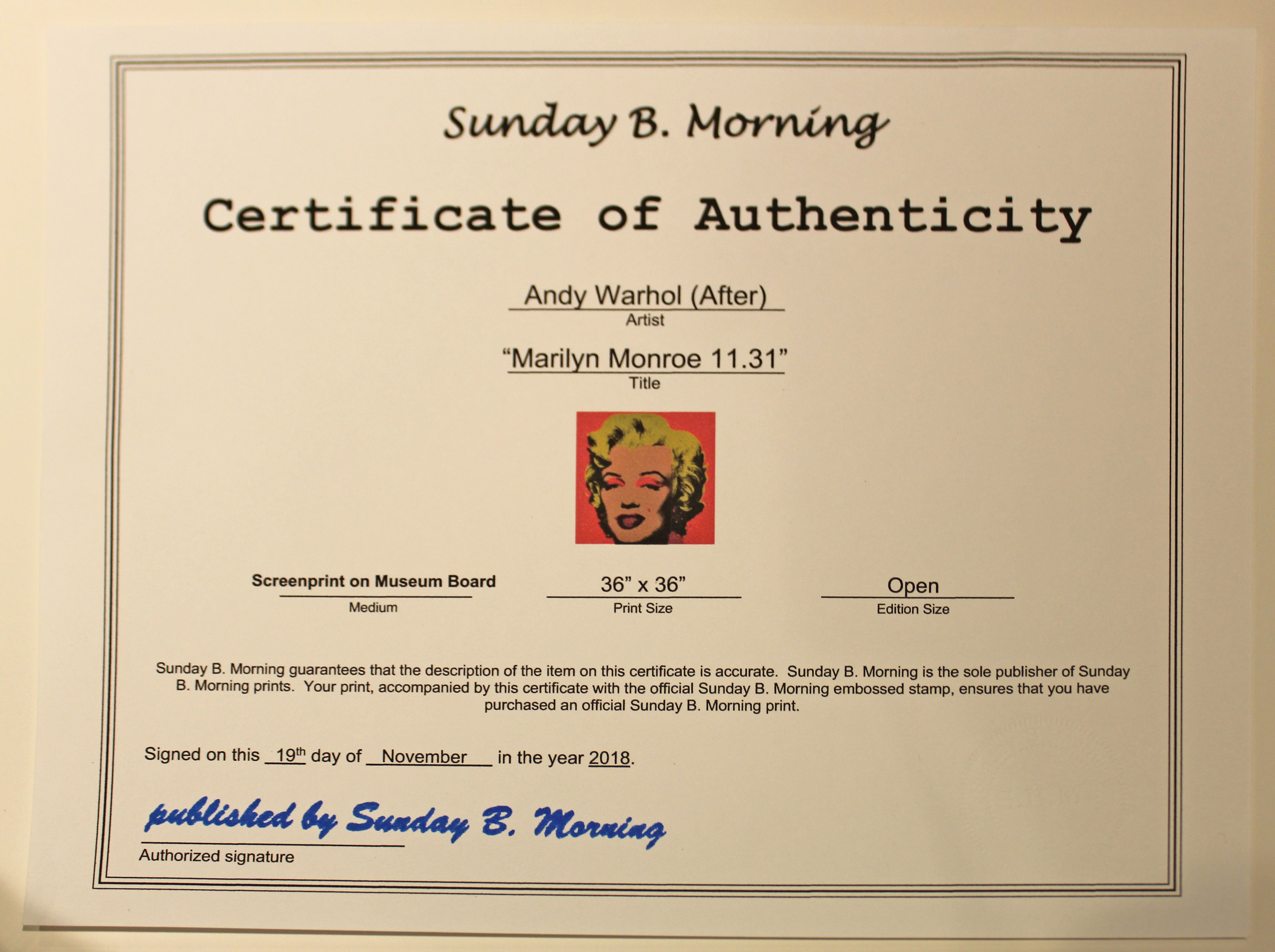 Marilyn Monroe 11.31 - Sunday B. Morning