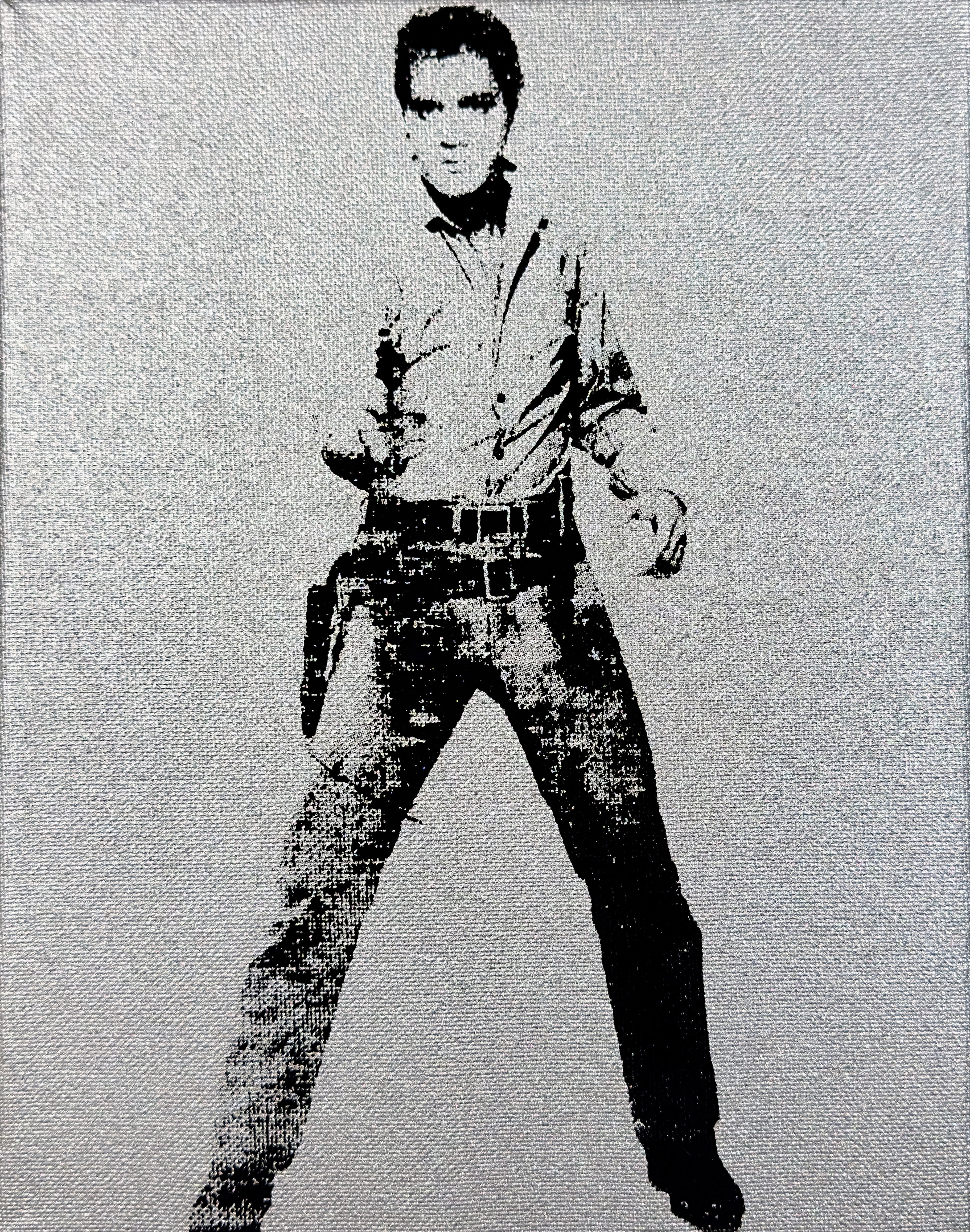 Elvis (Silver) - Screenprint on Canvas 10" x 8"
