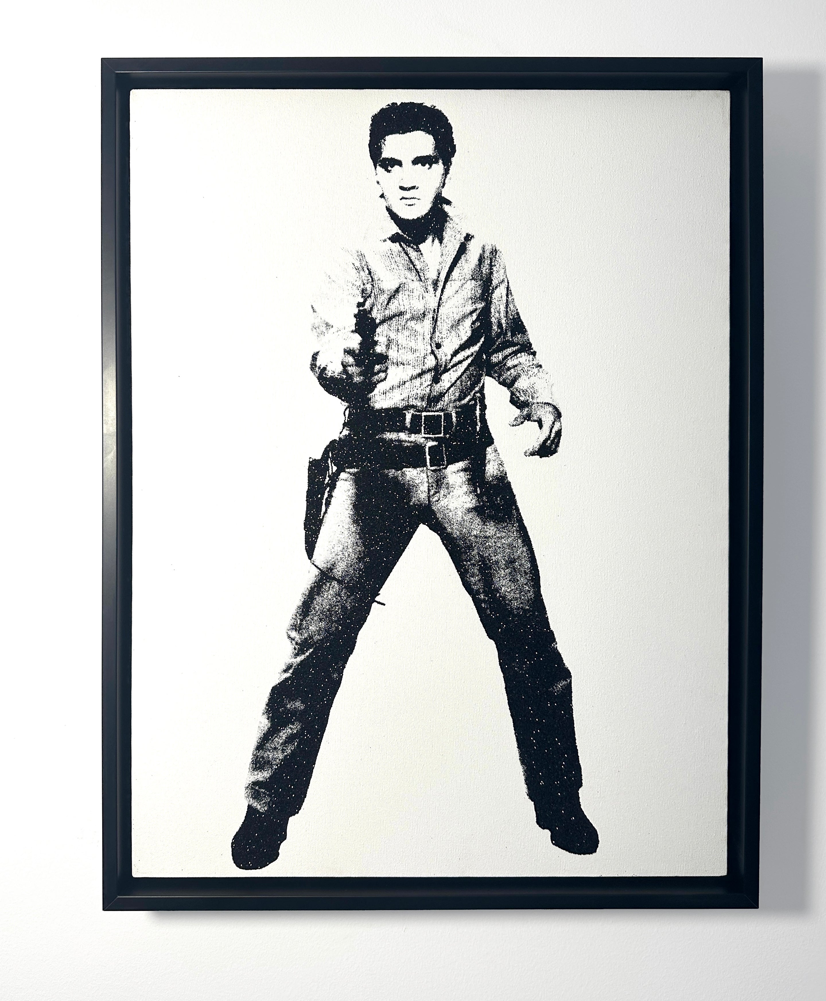 Elvis (White) - Screenprint on Canvas with Diamond Dust 24" x 18"