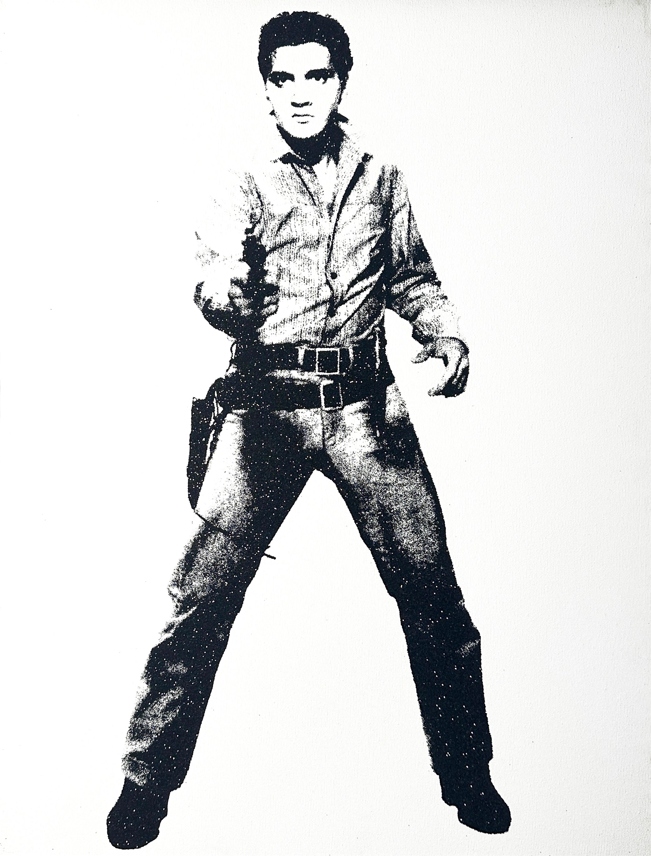 Elvis (White) - Screenprint on Canvas with Diamond Dust 24" x 18"