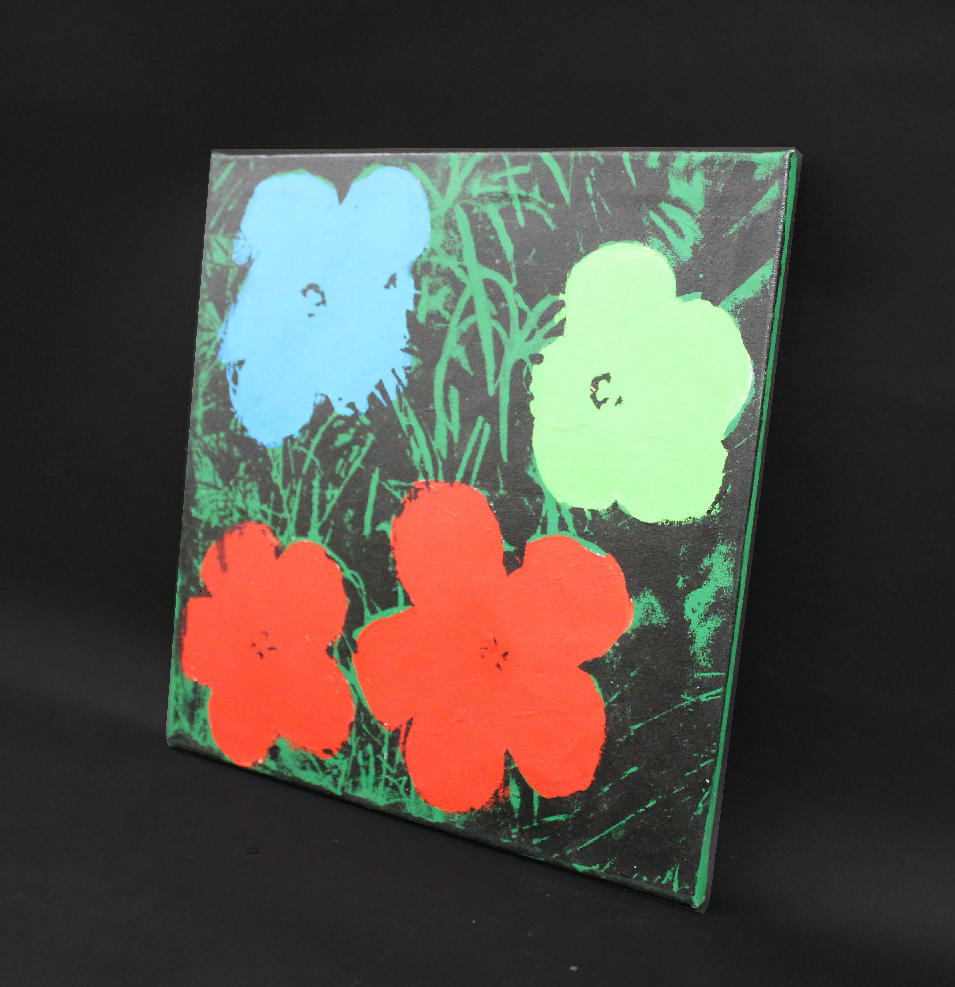 Flowers (Blue, Green & Red) - Canvas Print