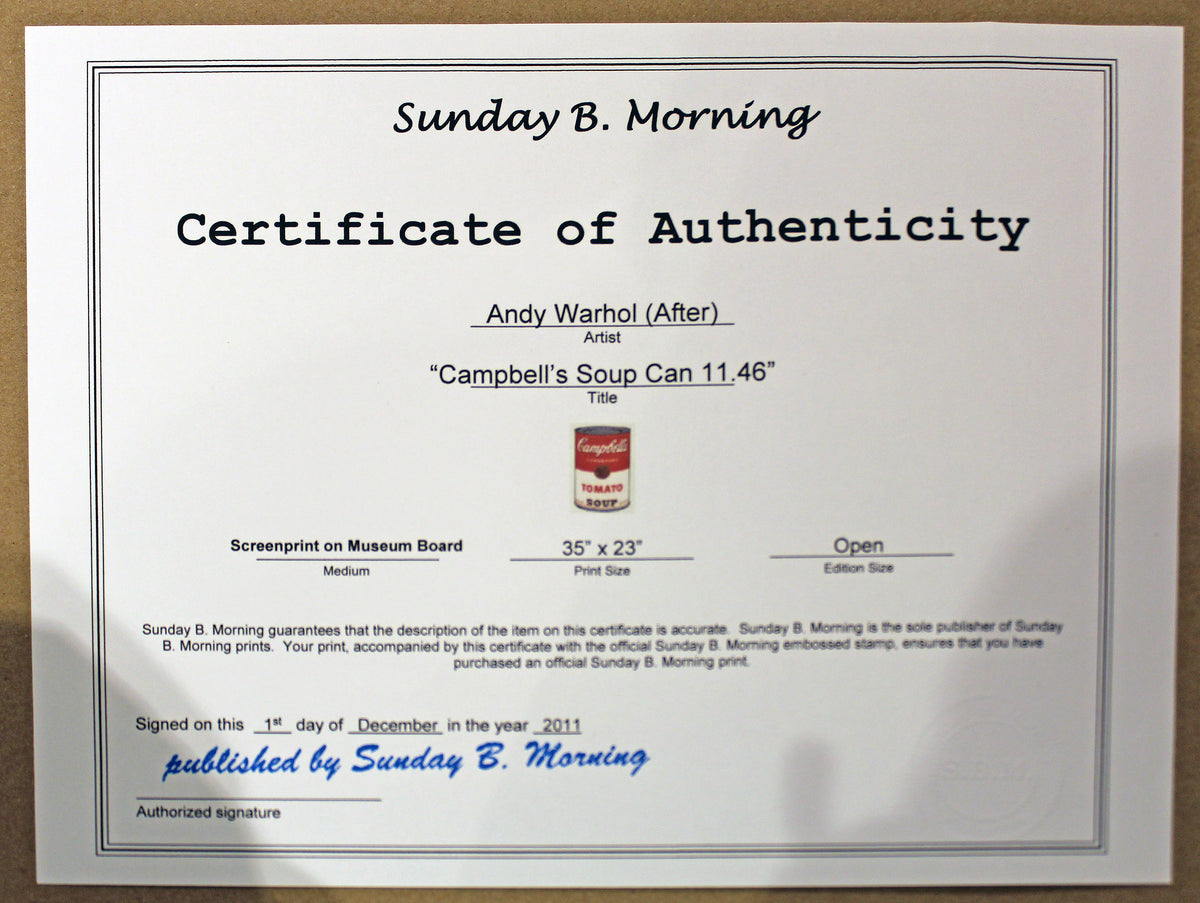 Campbell's Soup Can I Tomato 11.46 - Sunday B. Morning