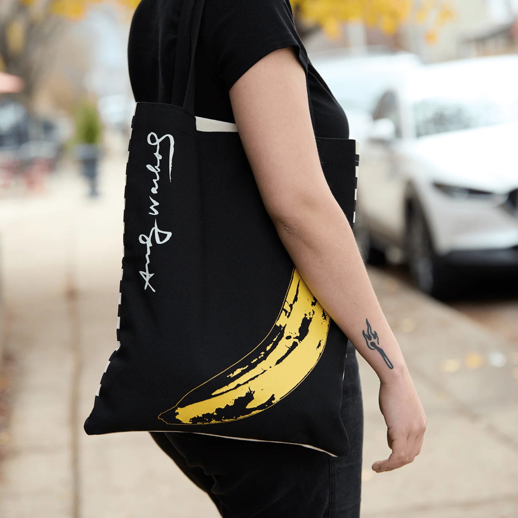 Warhol Banana Canvas Tote Bag - Black