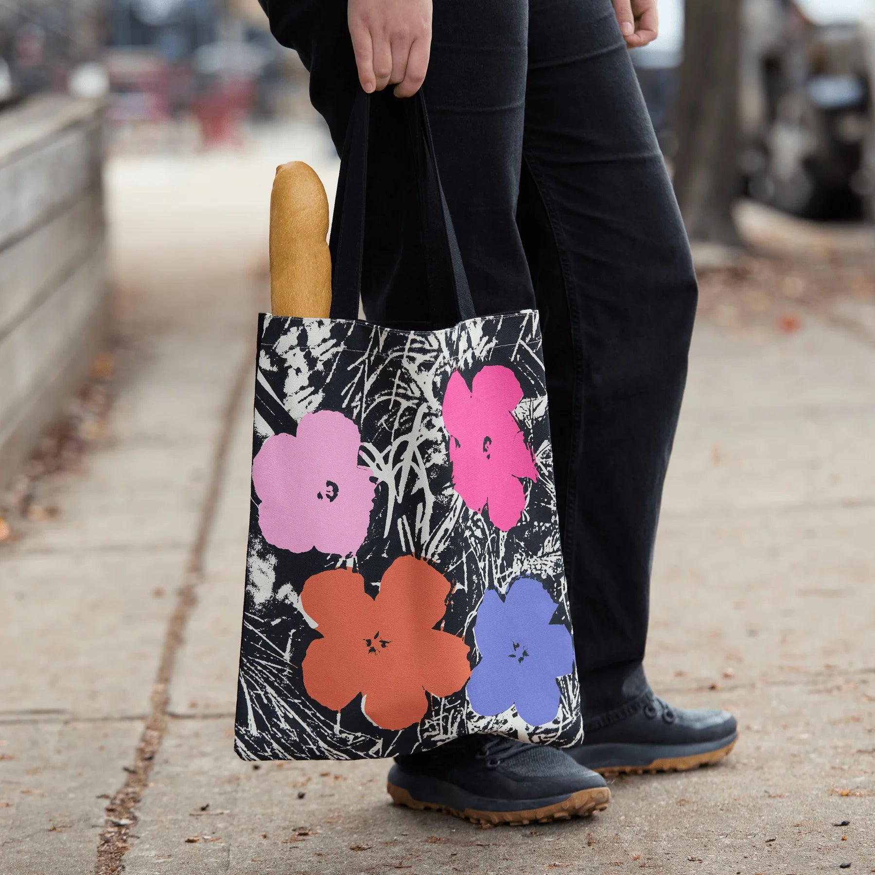 Warhol Flowers Canvas Tote Bag - Pink